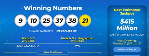 mega million lottery numbers for yesterday